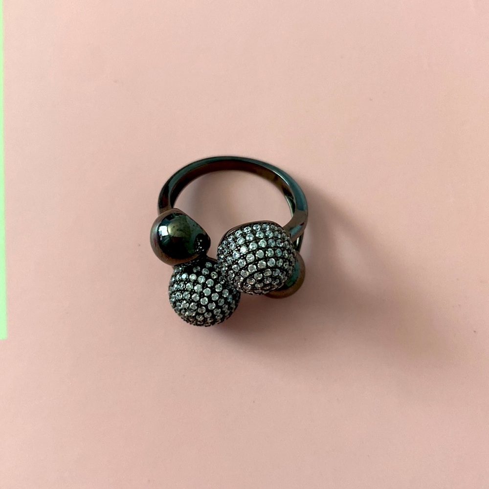 New Sterling Silver Statement Ring in Black, 925 size 7